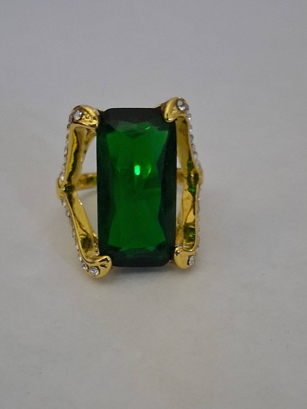 Large Yellow Gold Emerald Ring